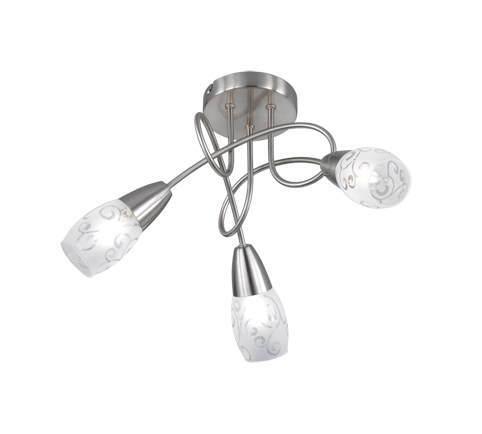 Plafoniera 3 Spots E14 Soffitto Diffusori Vetro Satinato Colmar GD Trio