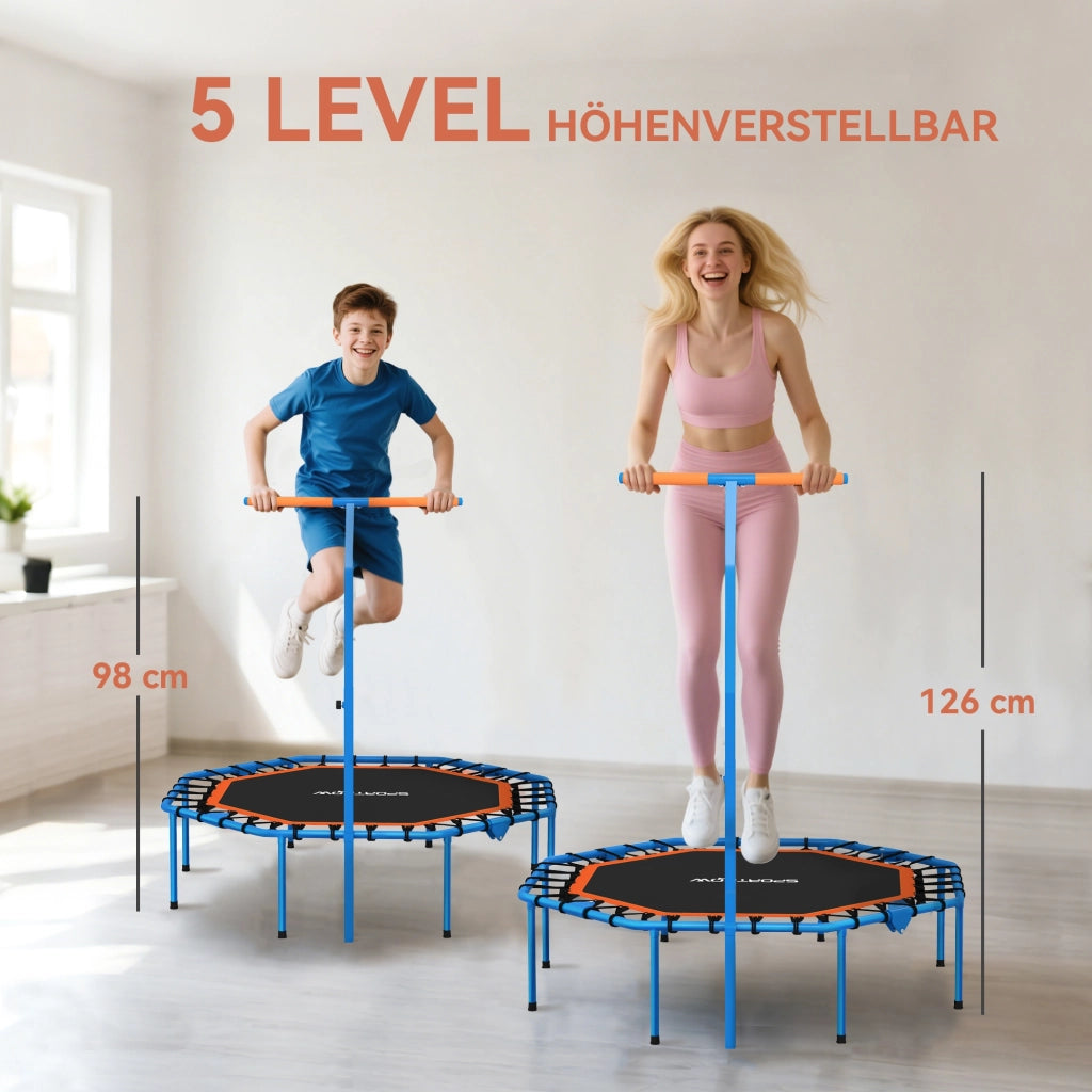Trampolino Fitness ¨C Xylo ¨C con maniglia regolabile, acciaio, blu