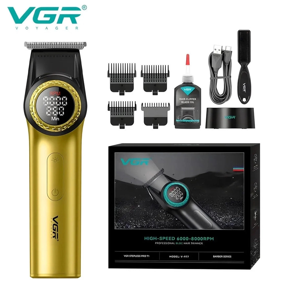 Trade Shop - Vgr V-977 Trimmer Professionale Lama A T | Rasoio Barber Precisione Fade - Oro
