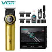 Trade Shop - Vgr V-977 Trimmer Professionale Lama A T | Rasoio Barber Precisione Fade - Oro
