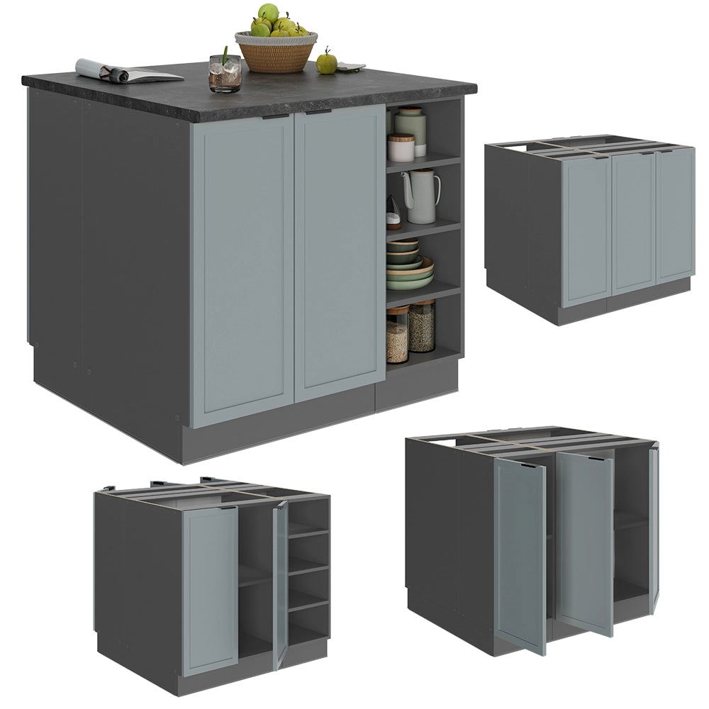 Isola cucina Fame-Line Blu-grigio chiaro/Antracite 90 cm senza piano di lavoro Vicco