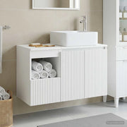 Set di mobili per il bagno 2 pz Bianco Legno ingegnerizzato 3404044