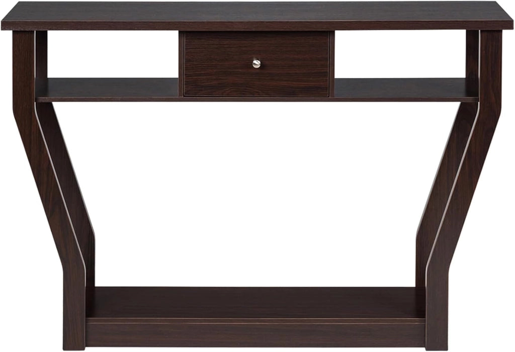 Tavolo Consolle in Legno, Consolle con Cassetto e Ripiani, Tavolo d'Ingresso Multiuso per Salotto, Corridoio e Entrata 120 x 30 x 81 cm (Marrone)