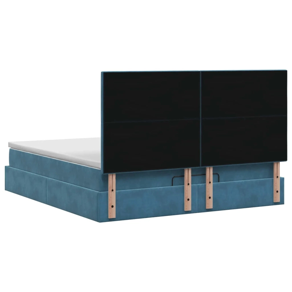 Letto Ottomano con Materasso e LED Blu scuro 180 x 200 cm 3458395