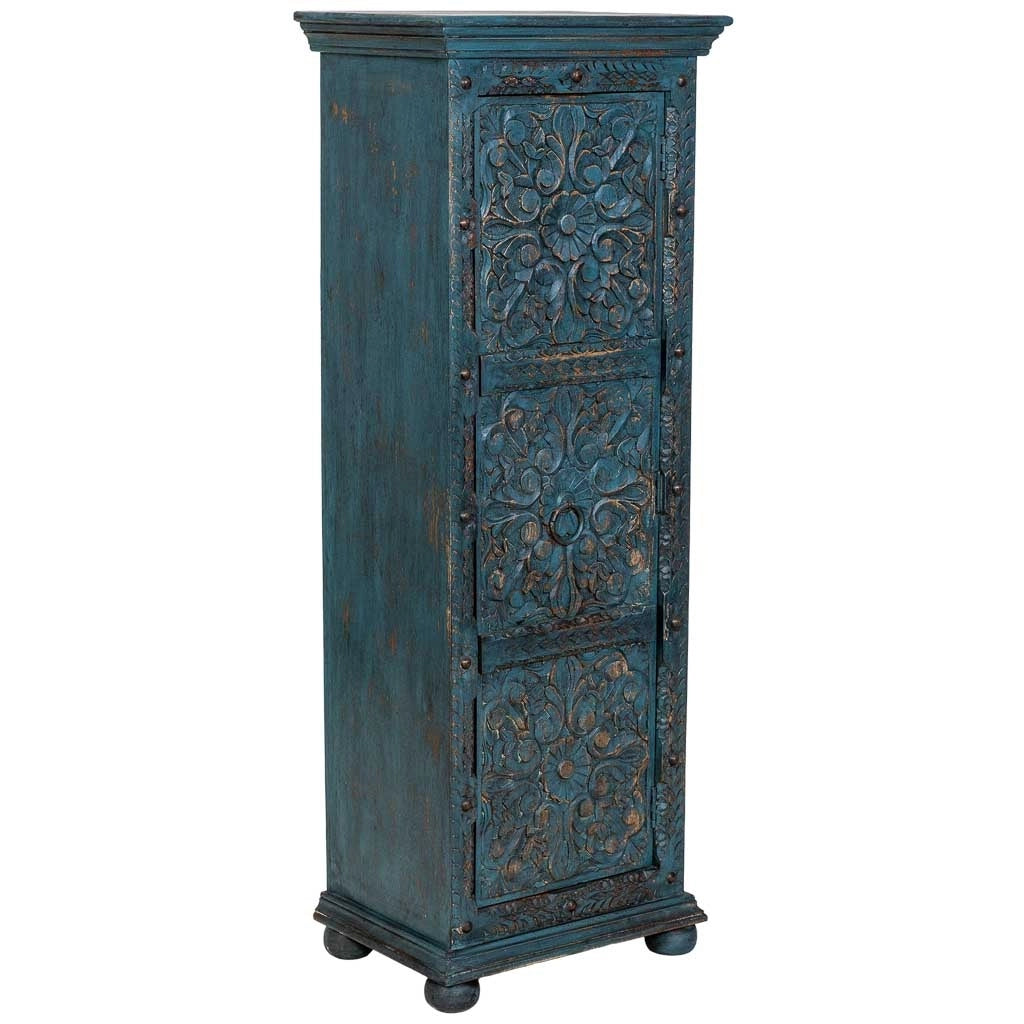 Armadio artigianale in legno blu 53x40x149h cm