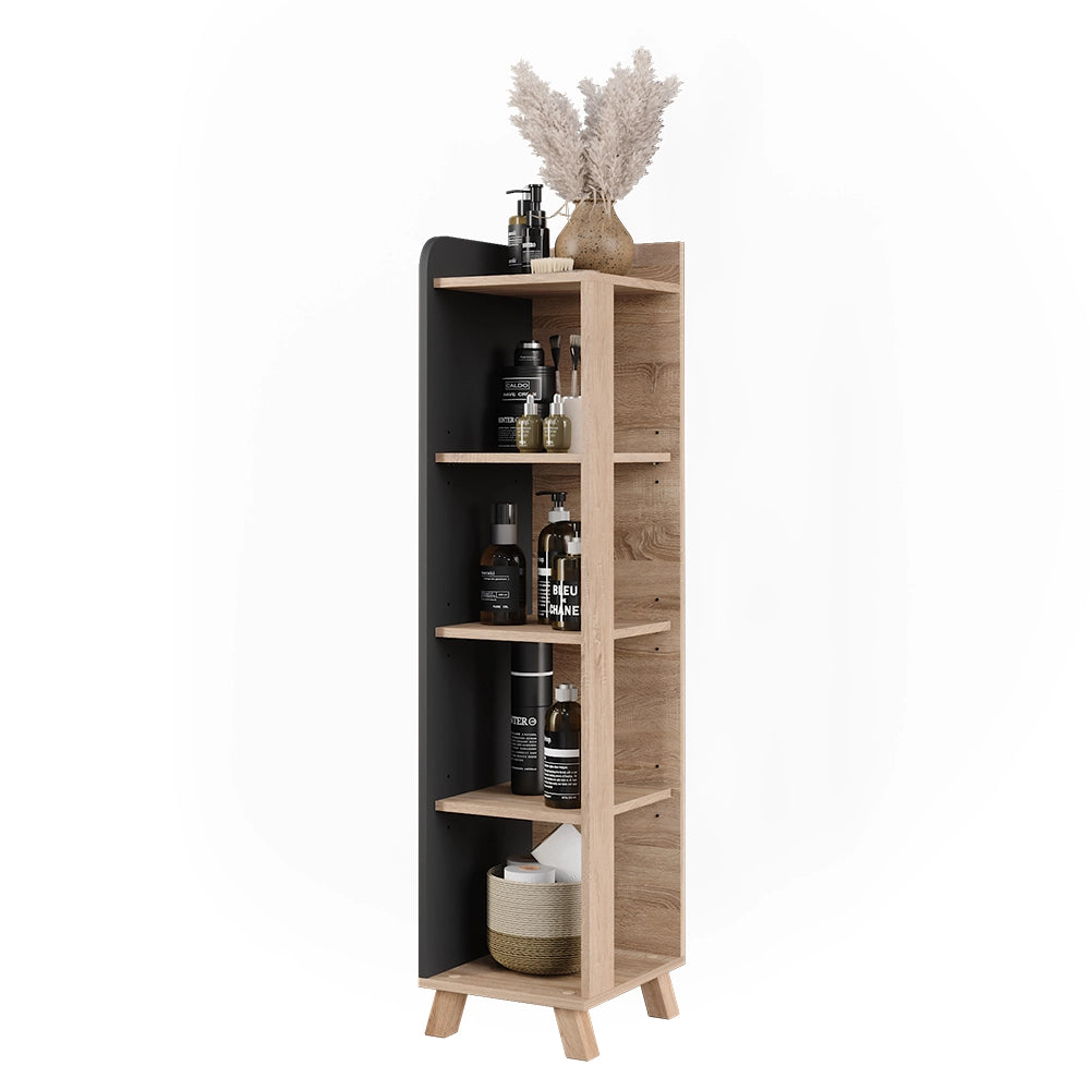 Vicco Mensola da bagno Sonoma/antracite 30 x 128 cm con 4 scomparti