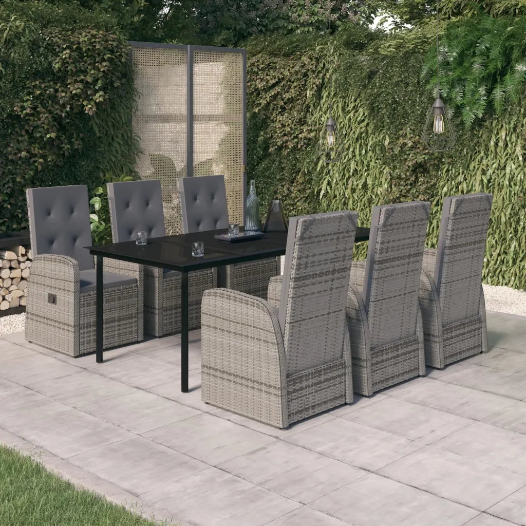 Set da Pranzo da Giardino 7 pz con Cuscini Grigio 3099477