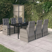 Set da Pranzo da Giardino 7 pz con Cuscini Grigio 3099477