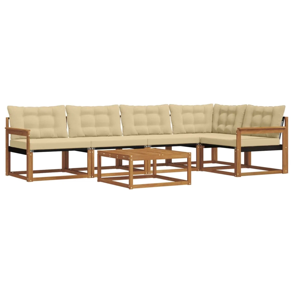 Set di divani da esterno con cuscino 6 pcs Naturale e Beige