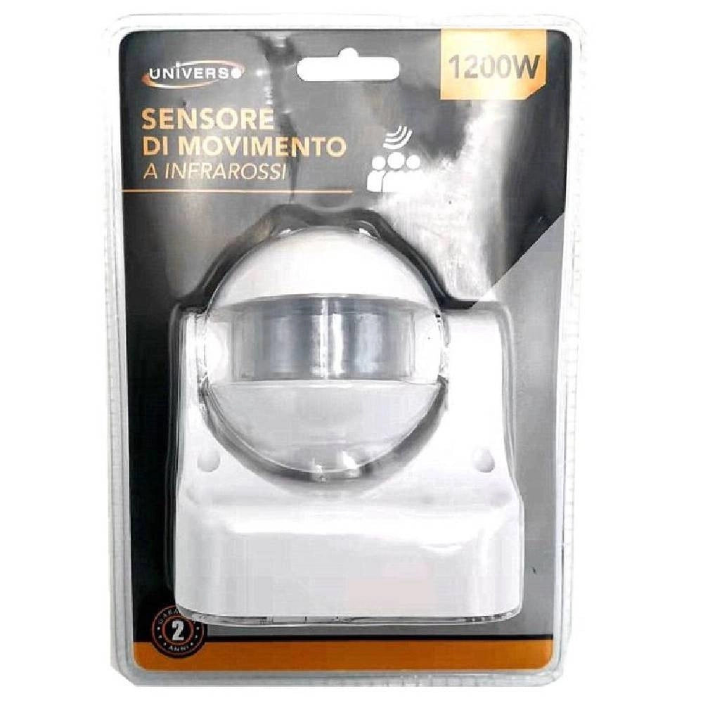 Trade Shop - Sensore Di Movimento A Infrarossi Per Lampadine Max 1200 Watt Bianco Yca1009b -