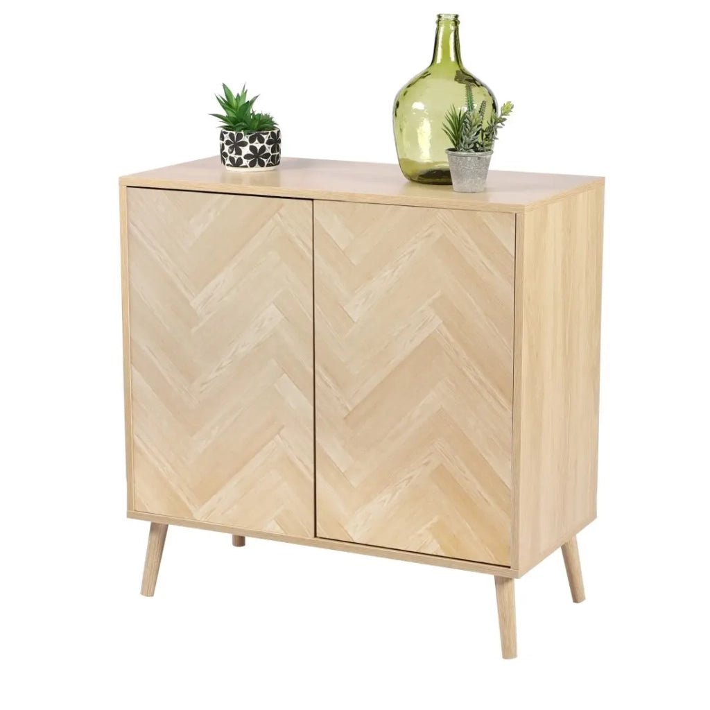 Buffet a due ante – Stile design, colore rovere chiaro, dimensioni 80x40x80 cm.