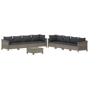 Set di mobili da giardino mobili da esterno 9 pezzi con cuscini resina intrecciata grigia 02_0018025
