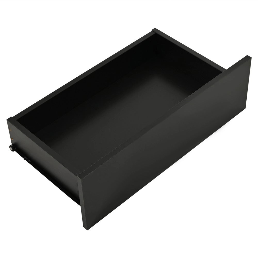 Tavolino da Caff¨¨ con LED e Cassetto ¨C MINIMAL ¨C Vetro Temperato Nero Lucido 100x50x31