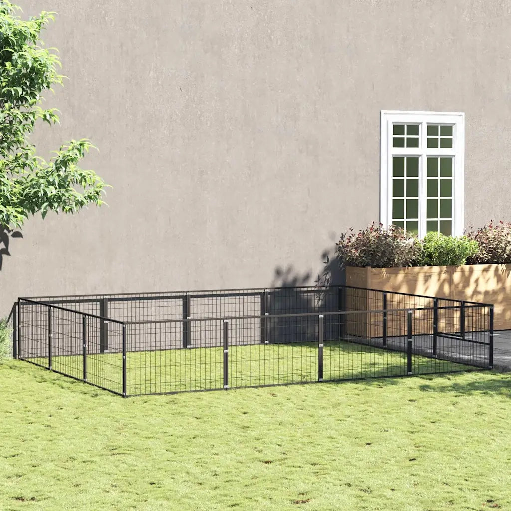 Gabbia per Cani Nera 12 m² in Acciaio 3082128