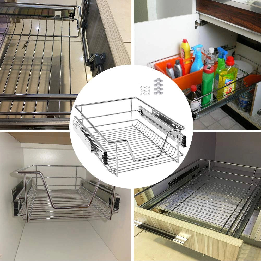 Cassetto Telescopico Cucina 40cm Cestello Acciaio Estraibile Organizer Salvaspazio