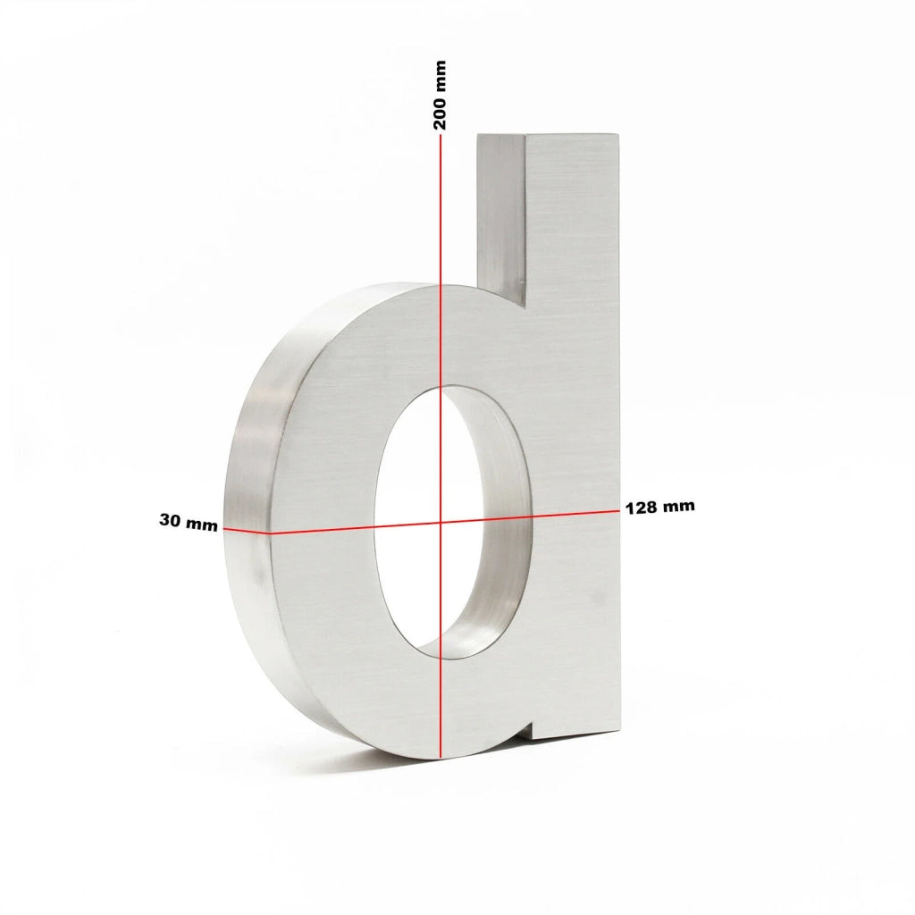 Targa con numero civico "d" in acciaio fine 20 cm Arial 3D materiale di montaggio 16_0001437