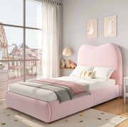 Letto imbottito con contenitore in velluto rosa