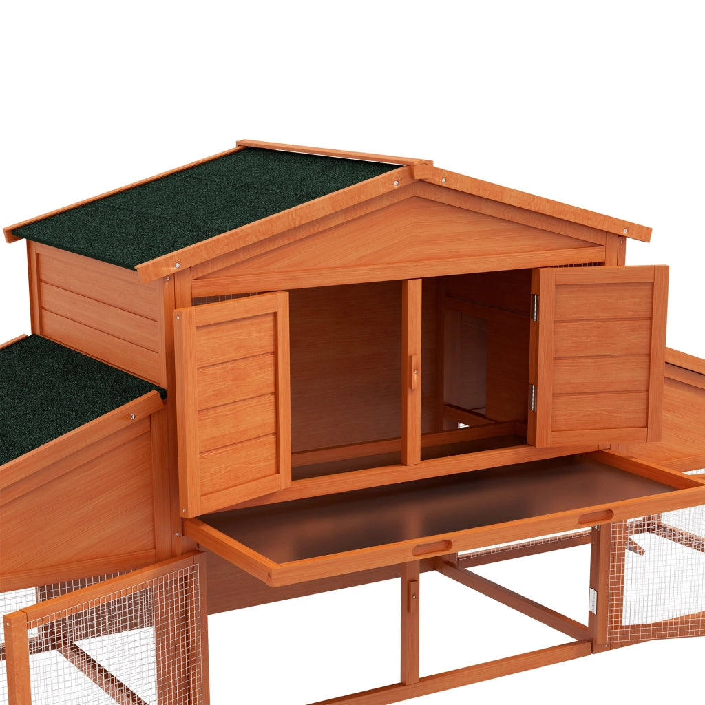 Gabbia per conigli XXL 2 piani ¨C zephmum ¨C legno massello pino 225x70x100 cm