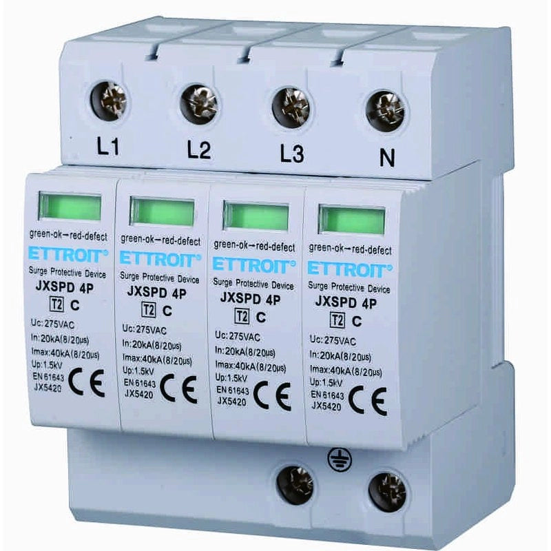 Scaricatore Di Sovratensione 220V T2 4P 275V 20KA Occupa 4 Moduli DIN