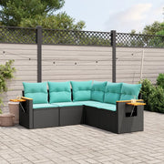 Set Divani da Giardino 5 pz con Cuscini Nero in Polyrattan 3226799