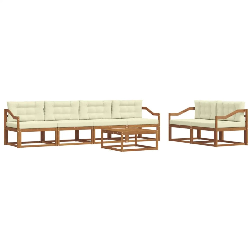 Set di divani da esterno con cuscino 7 pcs Naturale e Crema 3367243