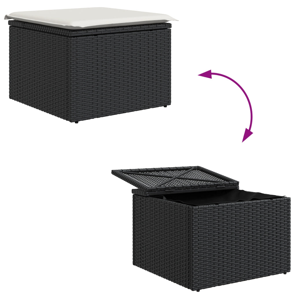 Set di SofÃ  da Giardino 9 Pezzi con Cuscini Neri in Polyrattan Acacia