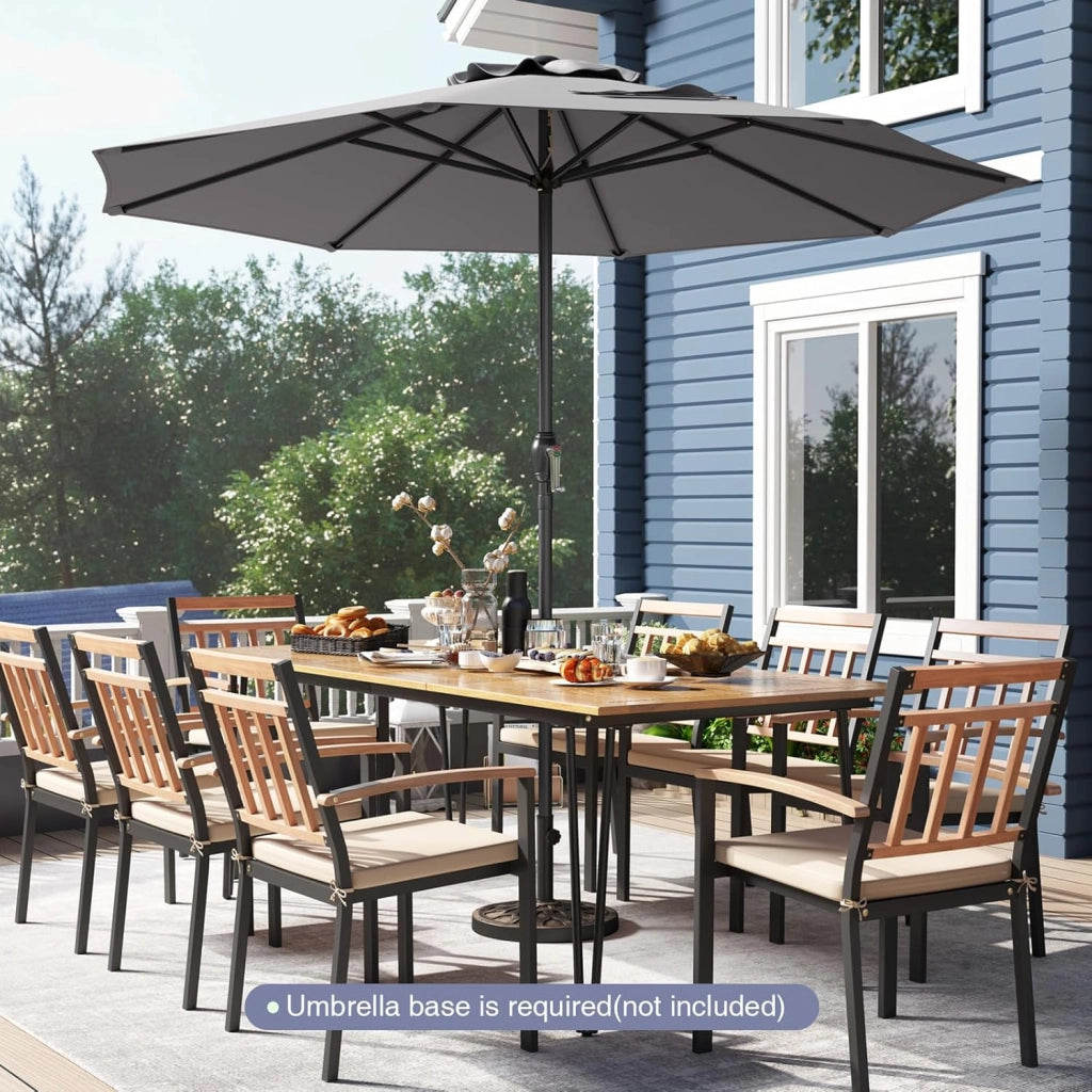 Ombrellone da Giardino Ø 260/360 cm con Manovella e 8 Stecche, Ombrellone Parasole Ventilato, Telaio in Metallo, Anti UV, da Esterno, Terrazzo, Spiaggia, Balcone, Mercato
