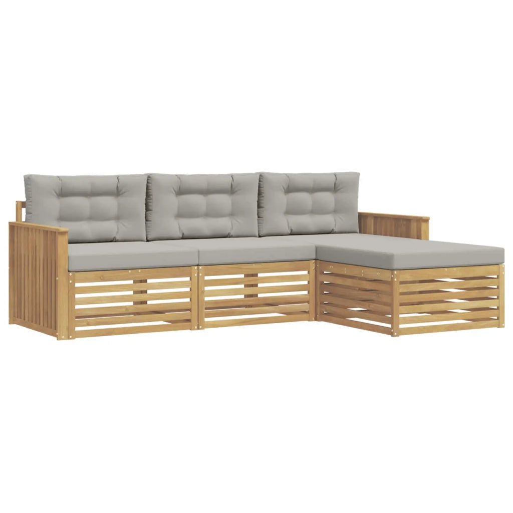 Set di divani da esterno 4 pcs Bianco e Grigio Chiaro 3390281