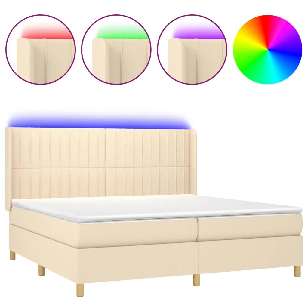 Letto a Molle Materasso e LED bianco 200x200cm in Tessuto 3139066