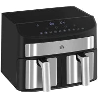 Friggitrice ad Aria 8L con Timer e Temperatura Regolabile, in Acciaio e Plastica, 38.8L x 36.3x31.1 cm, Nero