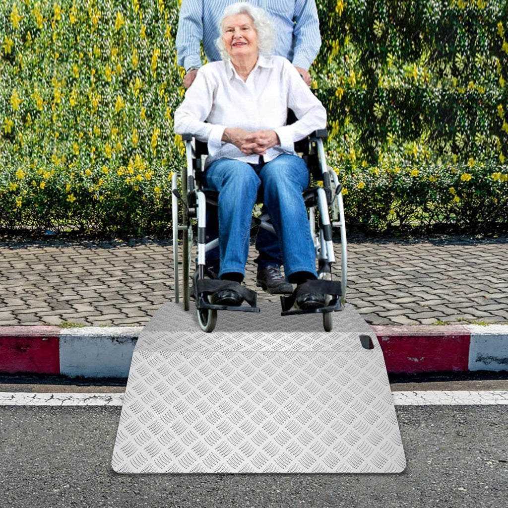 Rampa per sedia a rotelle, in alluminio, rampa per soglia a rotelle, capacità di carico 270 kg, rampa per soglia per porta, rampa per porta, altezza 10 cm, larghezza 100 cm