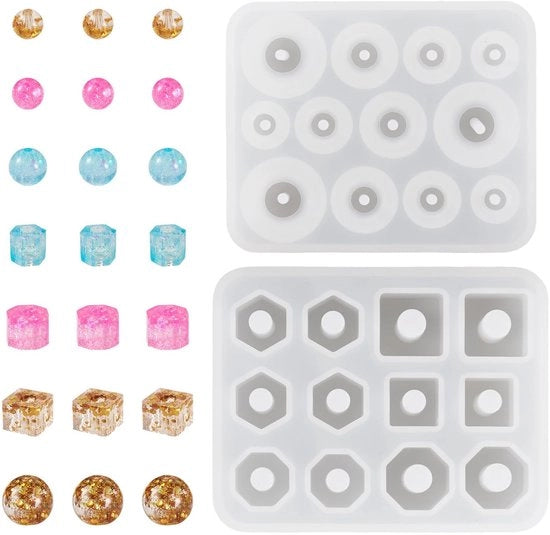 Mallen in Silicone - 2 pezzi - Forme rettangolari/quadrati - Silicone di alta qualità - Flessibili/riutilizzabili - Dimensioni 66-69 x 54-55 x 13,5-18,5 mm - Mallen per DIY