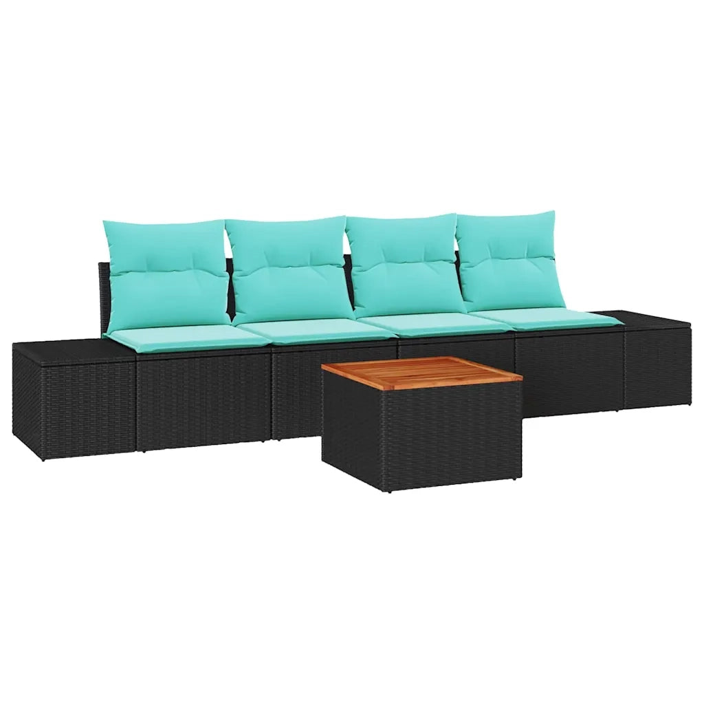 Set Divano da Giardino 5 pz Nero polyrattan 3347893