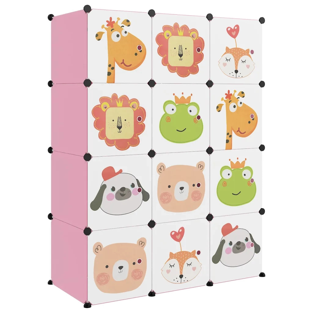 Scaffale Portaoggetti per Bambini con 12 Cubi Rosa in PP CFW3312025