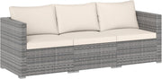 Set Divani da Giardino 3 Pezzi, Set di Mobili Salotto in Rattan PE con Cuscini Morbidi, Set Conversazione da Esterno per Veranda e Bordo Piscina (Bianco)