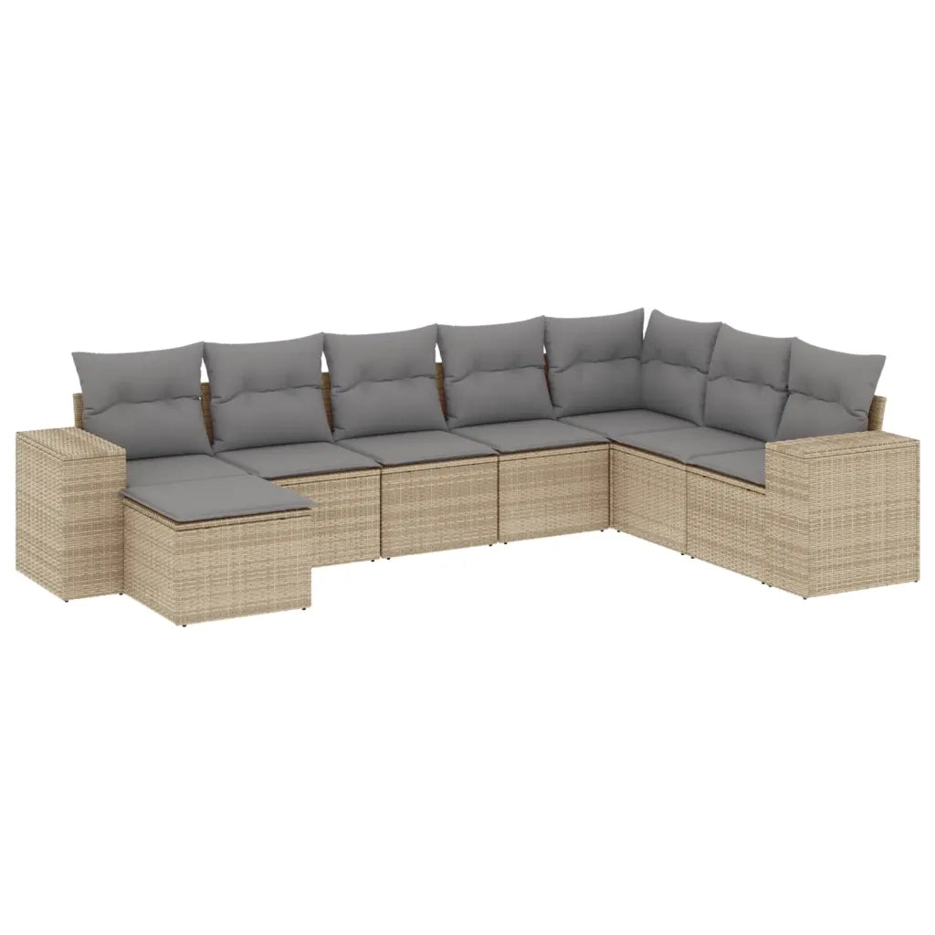 Set Divano da Giardino 8 pz con Cuscini Beige in Polyrattan 3222958
