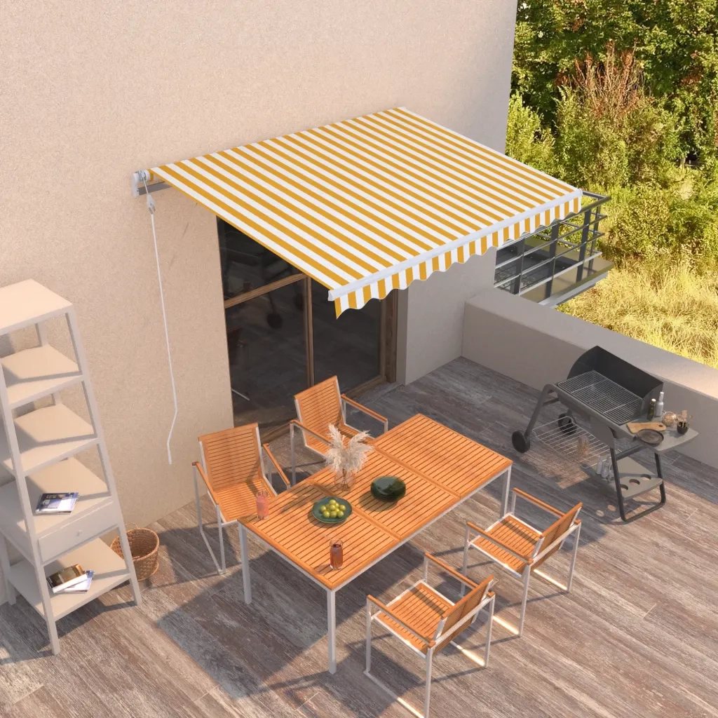 Tenda da Sole | Tenda parasole Retrattile Automatica 300x250 cm Gialla e Bianca