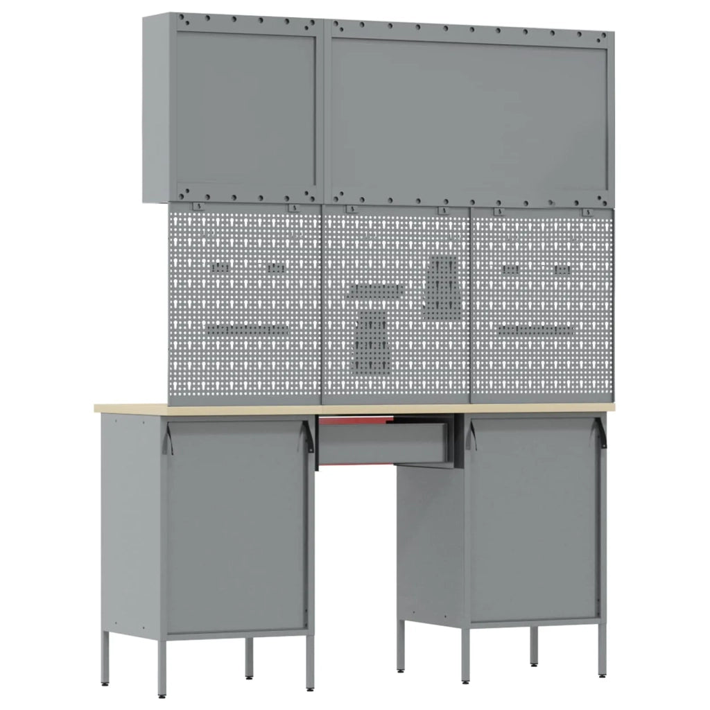 Mobile da lavoro 10 pcs Rosso Legno ingegnerizzato e acciaio 3321453