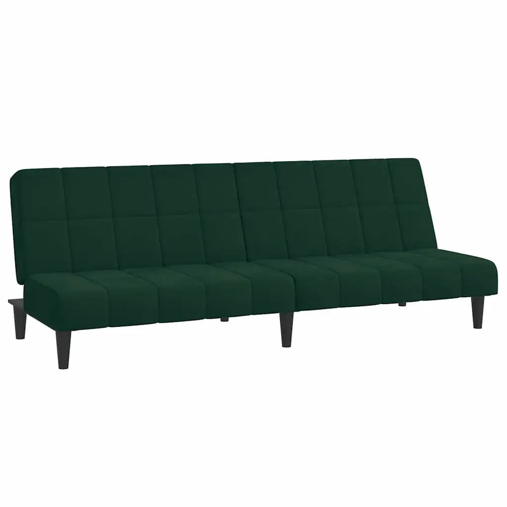 Divano Letto a 2 Posti Verde Scuro in Velluto 375843