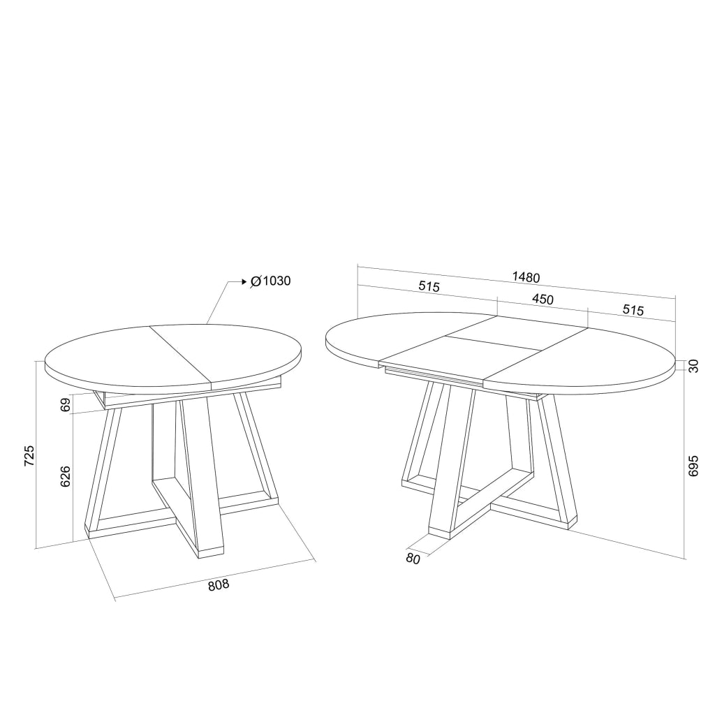 Tavolo da Pranzo, 103x103x73, Per 6 persone, Sala da Pranzo, Rovere