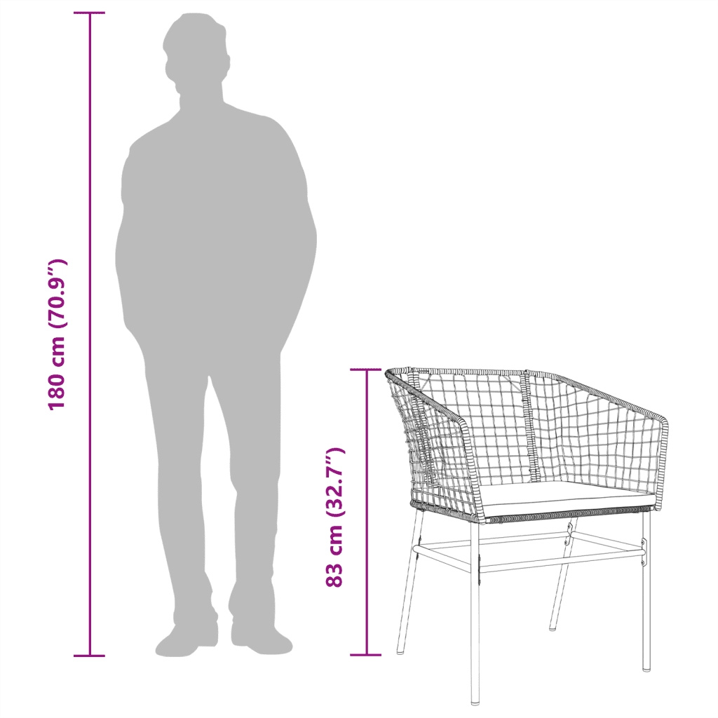 Sedie da Giardino 2 pz | Sedie da Esterno con Cuscini Marrone in Polyrattan