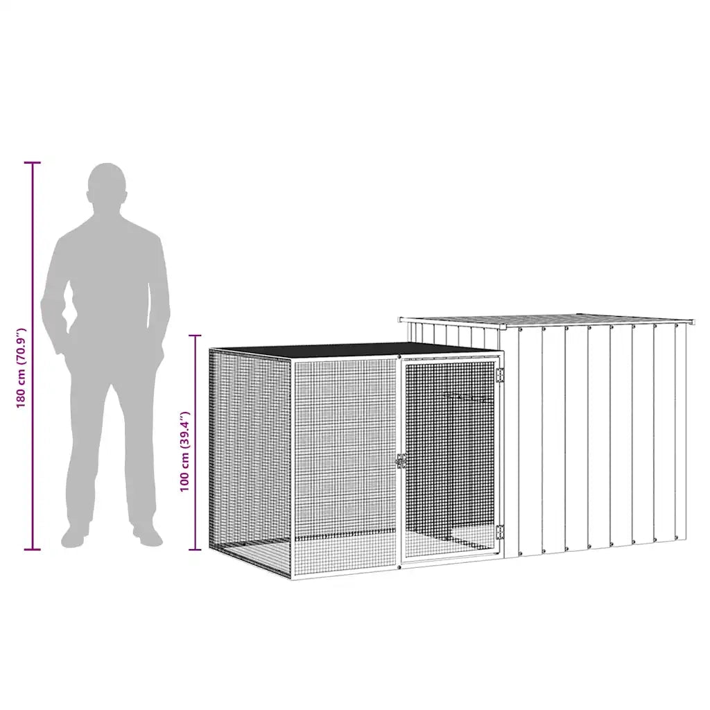 Gabbia per Conigli Antracite 200x91x100 cm Acciaio Zincato 3155527