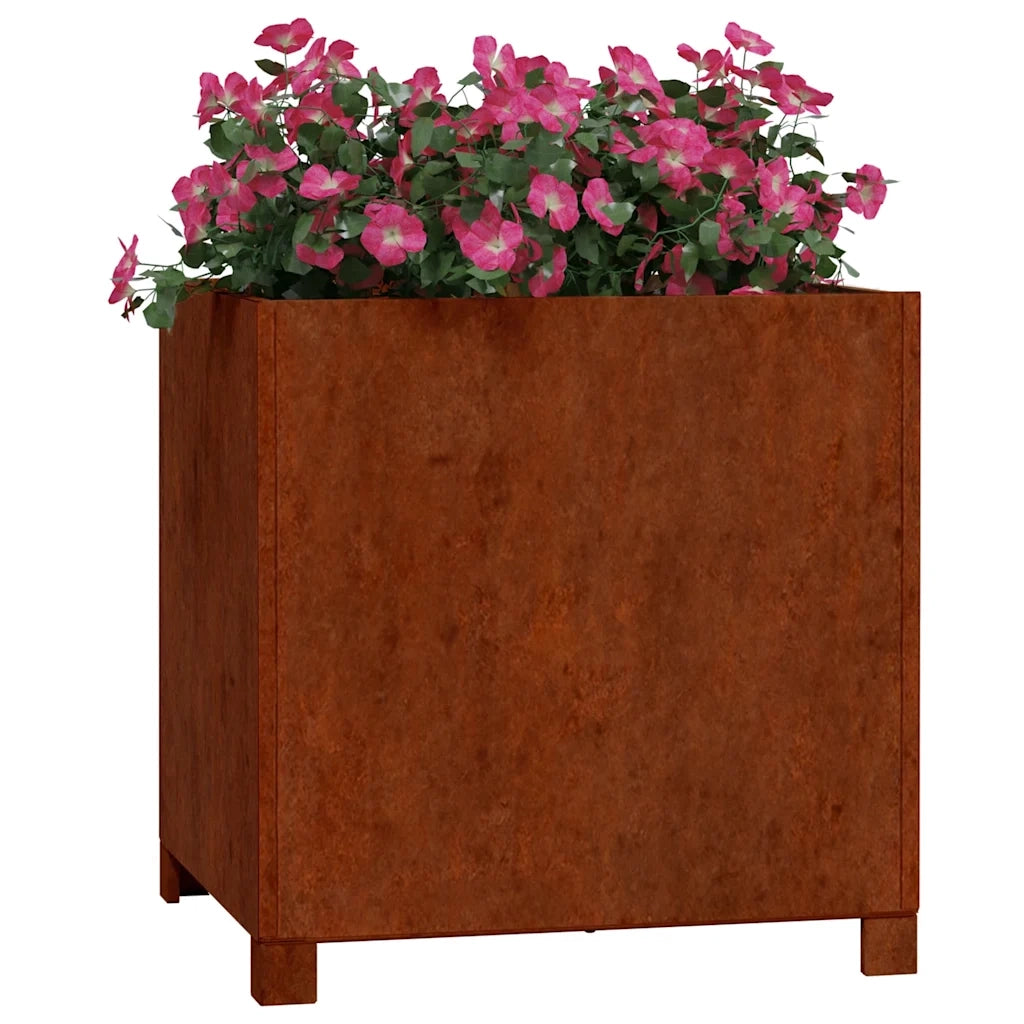 Fioriera con Gambe Ruggine-Vaso-Contenitore per Piante 50x50x50 cm Acciaio Corten