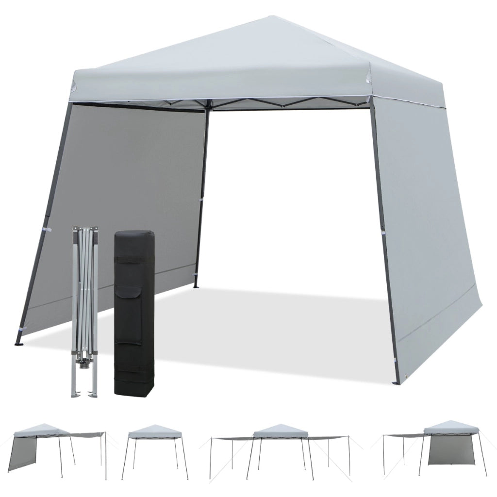 Gazebo pieghevole 3x3m con pareti e borsa a ruote, Gazebo da giardino impermeabile e protettivo da sole Grigio-Gazebo