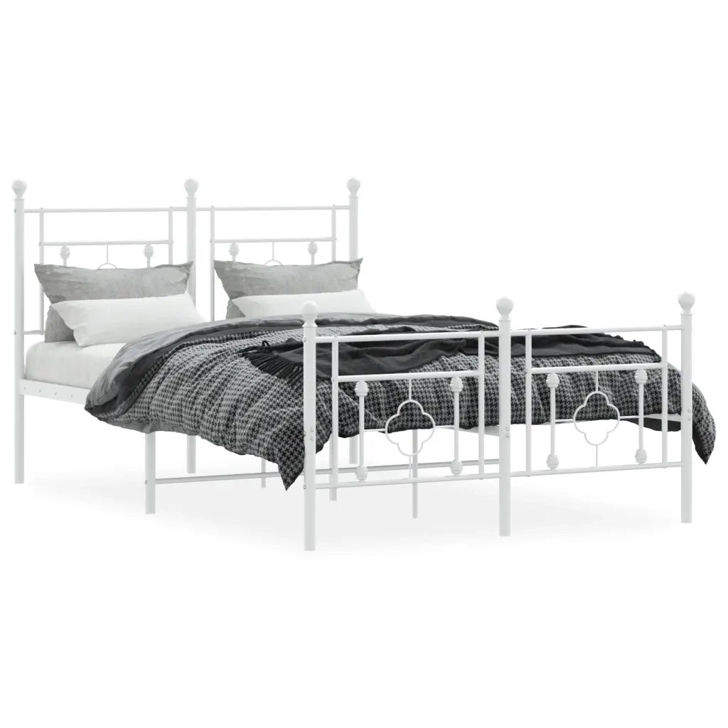 Giroletto con Testiera e Pediera-Struttura Letto Metallo Bianco 120x190 cm 737767