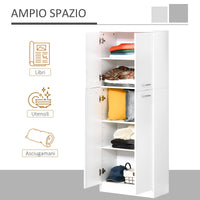 Mobile Dispensa Multiuso 59x31x155 cm in Legno Truciolare Bianco