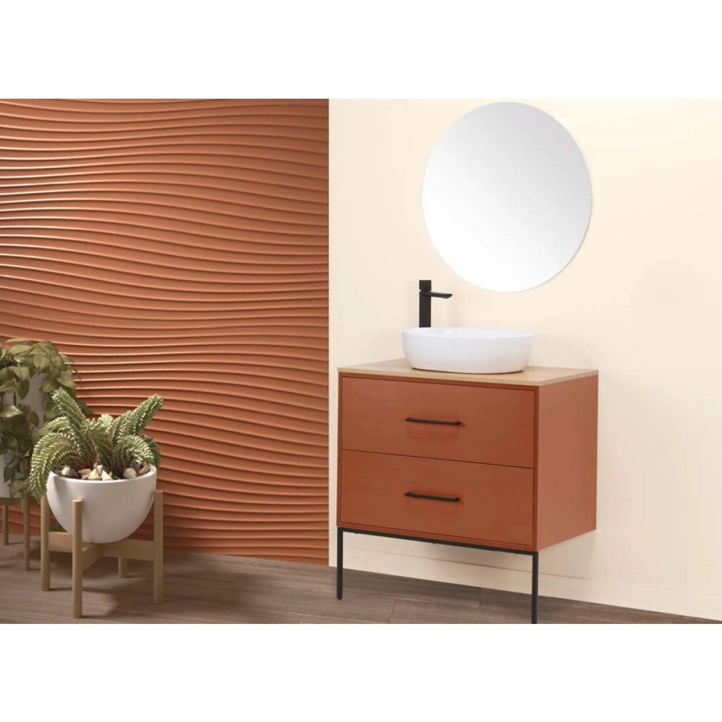 MOBILE BAGNO VENUS 80CM TERRACOTTA CON LAVABO E SPECCHIO