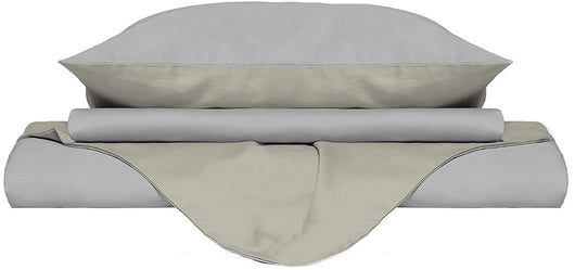 Copripiumino 1 Piazza e Mezzo con Sacco e Federe Doubleface Grigio Chiaro/Panna