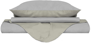 Copripiumino Singolo con Sacco e Federe Doubleface Grigio Chiaro/Panna