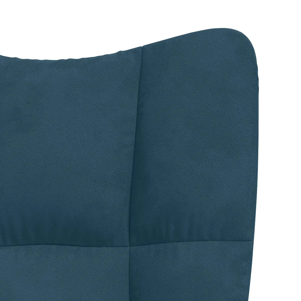 Divano Sedia-Poltrona Relax con Poggiapiedi Blu in Velluto 926550
